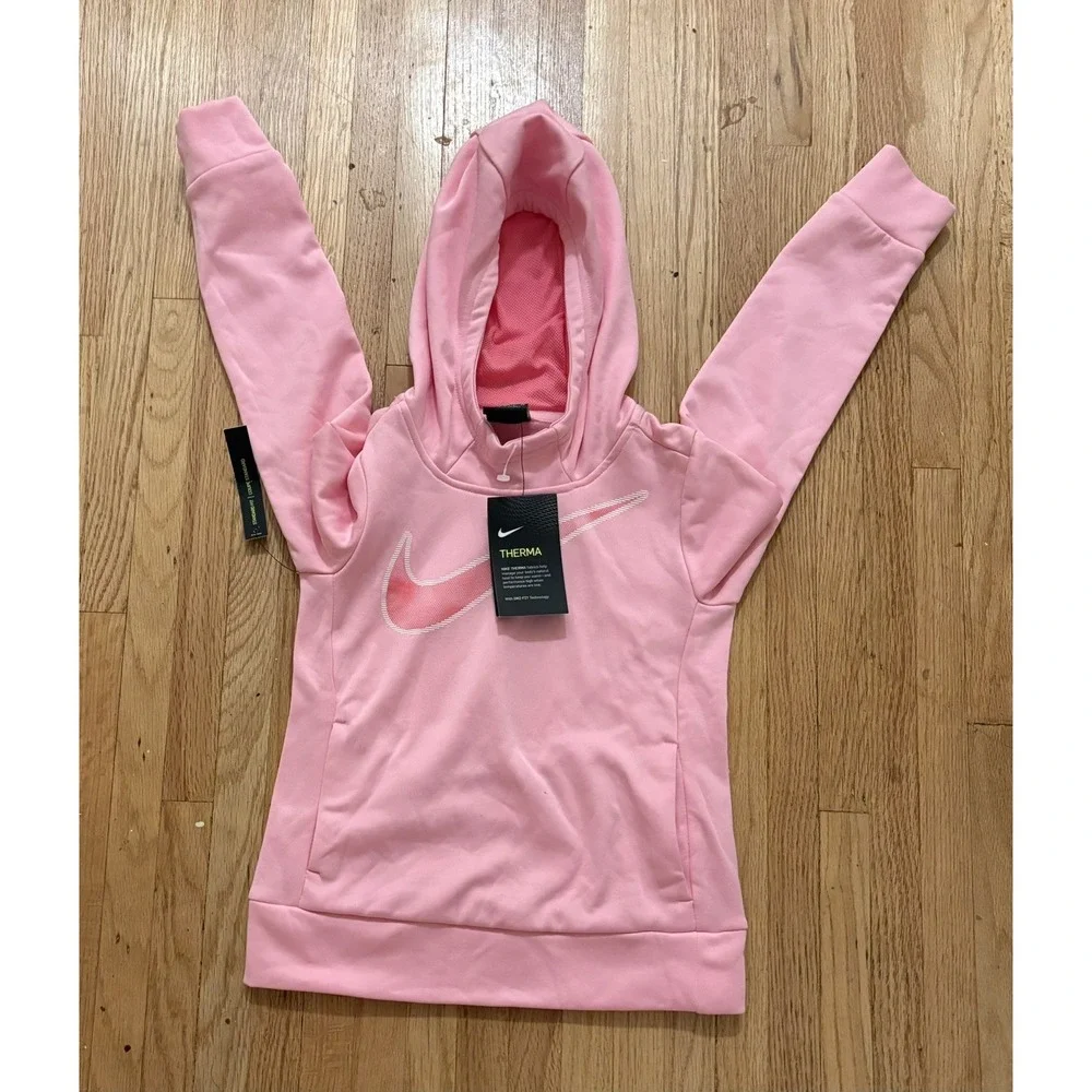 Nike essential Therma Fabric Girl Hoodie Size XS Dri Fit Pink Long Sleeve